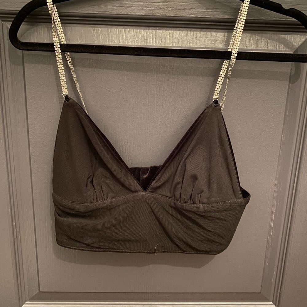 Zara Black Velvet Crop Top